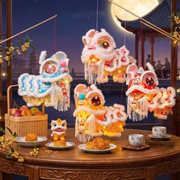 [ Tặng Kèm Đèn LED ] Lồng Đèn Trung Thu Múa Lân DIY, Đồ Chơi Lắp Ráp Handmade Phát Sáng, Kèm Cán Cầm Tay Cho Bé 3