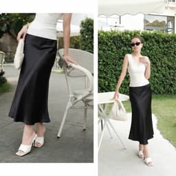 Chân váy lụa Loire Skirt lưng thun đuôi cá dáng lửng 6
