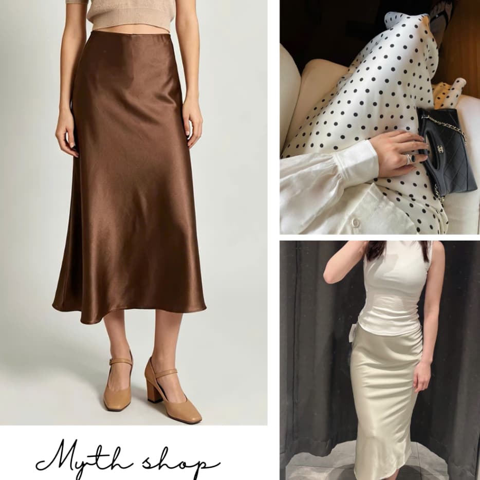 Chân váy lụa Loire Skirt lưng thun đuôi cá dáng lửng