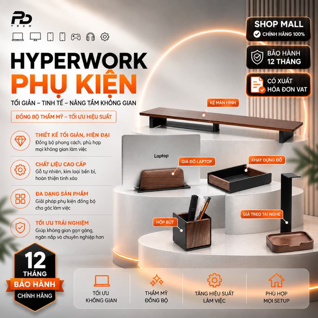 Bộ Phụ Kiện HyperWork Premium Collection Chính Hãng – Combo Desk Setup Cao Cấp, Hiện Đại