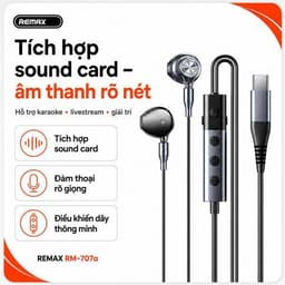 Tai nghe cắm dây Remax RM-707a Cổng Type-c (tích hợp sound card) và RM-03a. NL 3