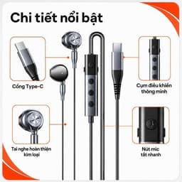 Tai nghe cắm dây Remax RM-707a Cổng Type-c (tích hợp sound card) và RM-03a. NL 5