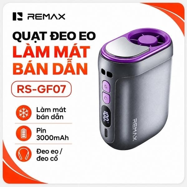 Quạt đeo thắt lưng, kẹp áo Remax RS-GF07 và Mini T-511-510 Xoay 360°/ F13. LMS