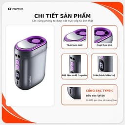 Quạt đeo thắt lưng, kẹp áo Remax RS-GF07 và Mini T-511-510 Xoay 360°/ F13. LMS 2