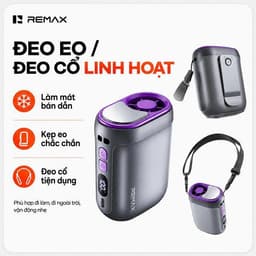 Quạt đeo thắt lưng, kẹp áo Remax RS-GF07 và Mini T-511-510 Xoay 360°/ F13. LMS 4
