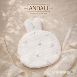 Gối Lót Đầu Sơ Sinh Anchee Hình Gấu Thỏ - Gối Chống Bẹp Đầu 3 Lớp Kháng Khuẩn Thoáng Khí Cho Bé Sơ Sinh 0-12 Tháng 1