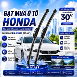 Bộ Gạt Mưa Ô Tô H0NDA Civic, CRV, City, HRV, Accord, BRV, Brio, Jazz - COMBO 2 GẠT Xương Mềm Cao Cấp UP PARTS 1