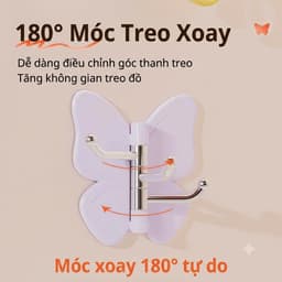 Móc Treo Đồ Dán Tường Hình Bướm 3 Nhánh Xoay 180 Độ (Đa Năng, Chịu Lực Tốt) 2
