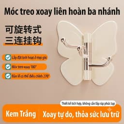 Móc Treo Đồ Dán Tường Hình Bướm 3 Nhánh Xoay 180 Độ (Đa Năng, Chịu Lực Tốt) 3