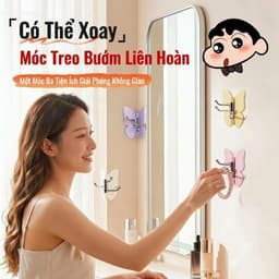 Móc Treo Đồ Dán Tường Hình Bướm 3 Nhánh Xoay 180 Độ (Đa Năng, Chịu Lực Tốt) 4