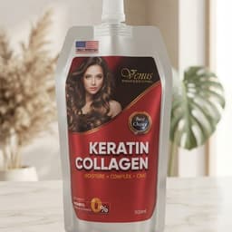 Kem Ủ Tóc Phục Hồi Hư Tổn Keratin Collagen Venus Professional MOLLYHAIR Chính Hãng - Siêu Mượt, Giảm Gãy Rụng 500ml 1