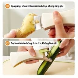 Dụng Cụ Gọt Vỏ Đa Năng 2 Trong 1 - Dụng Cụ Gọt Vỏ Củ Quả & Cạo Gừng Khoai Môn Cao Cấp, Lưỡi Thép Không Gỉ Dễ Vệ Sinh 1