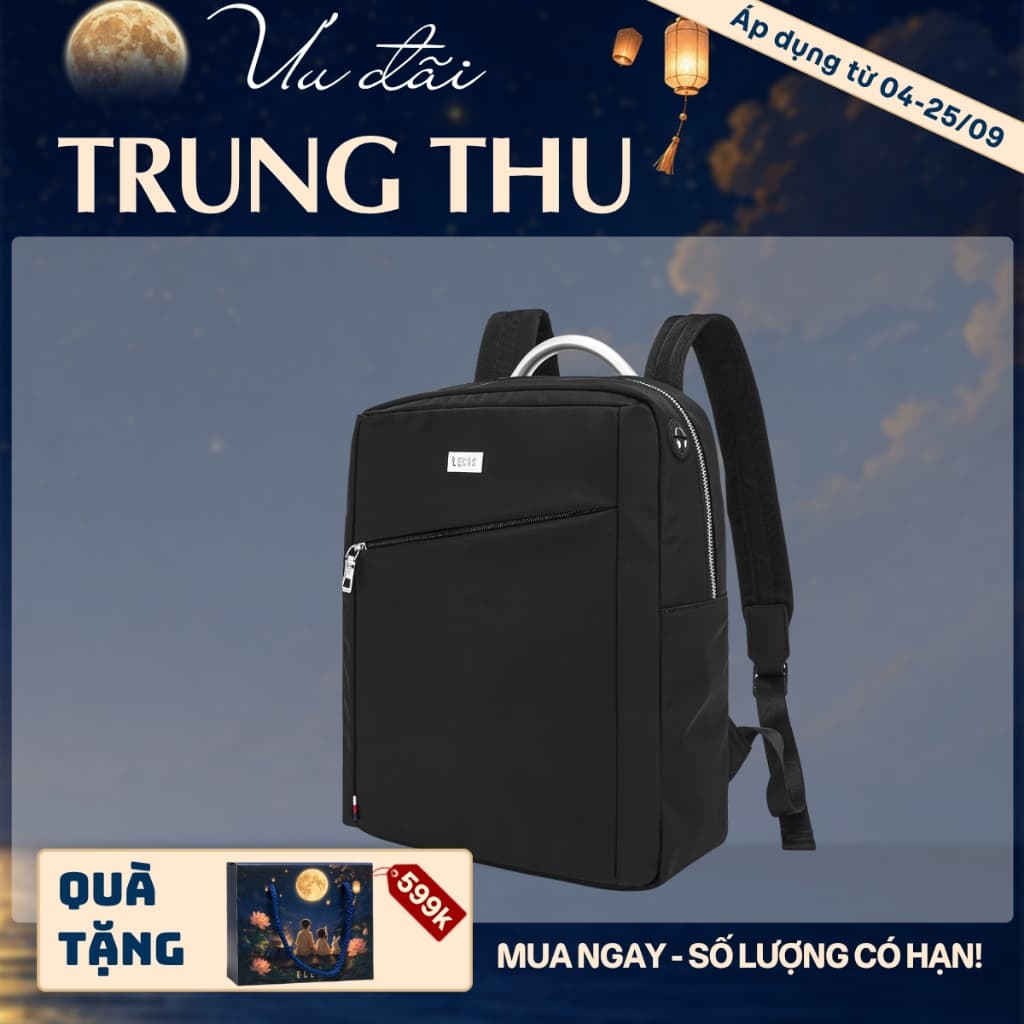 [4-25/9 TẶNG QUÀ TRUNG THU 599K] Balo Du Lịch Nam LECOS LBH2 Vải Oxford Chống Nước Khóa Kim Loại Bền Chống Xước