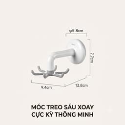 Móc Treo Đồ Hít Chân Không 6 Móc Xoay 360 Độ [FaSoLa] - Giá Treo Dụng Cụ Nhà Bếp, Nhà Tắm Không Khoan Tường 1