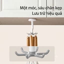 Móc Treo Đồ Hít Chân Không 6 Móc Xoay 360 Độ [FaSoLa] - Giá Treo Dụng Cụ Nhà Bếp, Nhà Tắm Không Khoan Tường 4