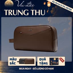 [4-25/9 TẶNG QUÀ TRUNG THU 599K] Ví Cầm Tay Nam LECOS LC2 Ví Clutch Kẹp Nách Nam Da Bò Thật Chống Xước Chống Thấm Nước 1