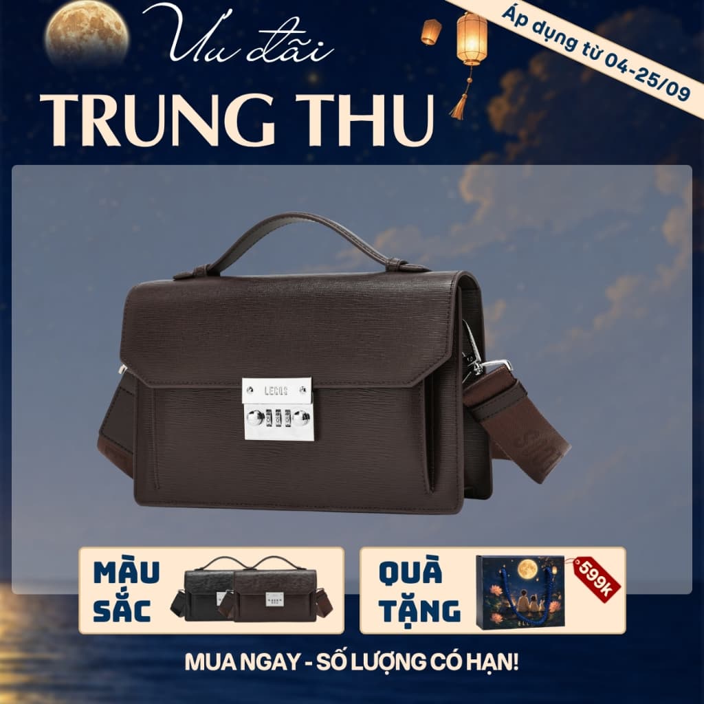 [4-25/9 TẶNG QUÀ TRUNG THU 599K] Túi Clutch Nam LECOS LC9 Da Cao Cấp Phom Cứng Cáp May Tay Tỉ Mỉ