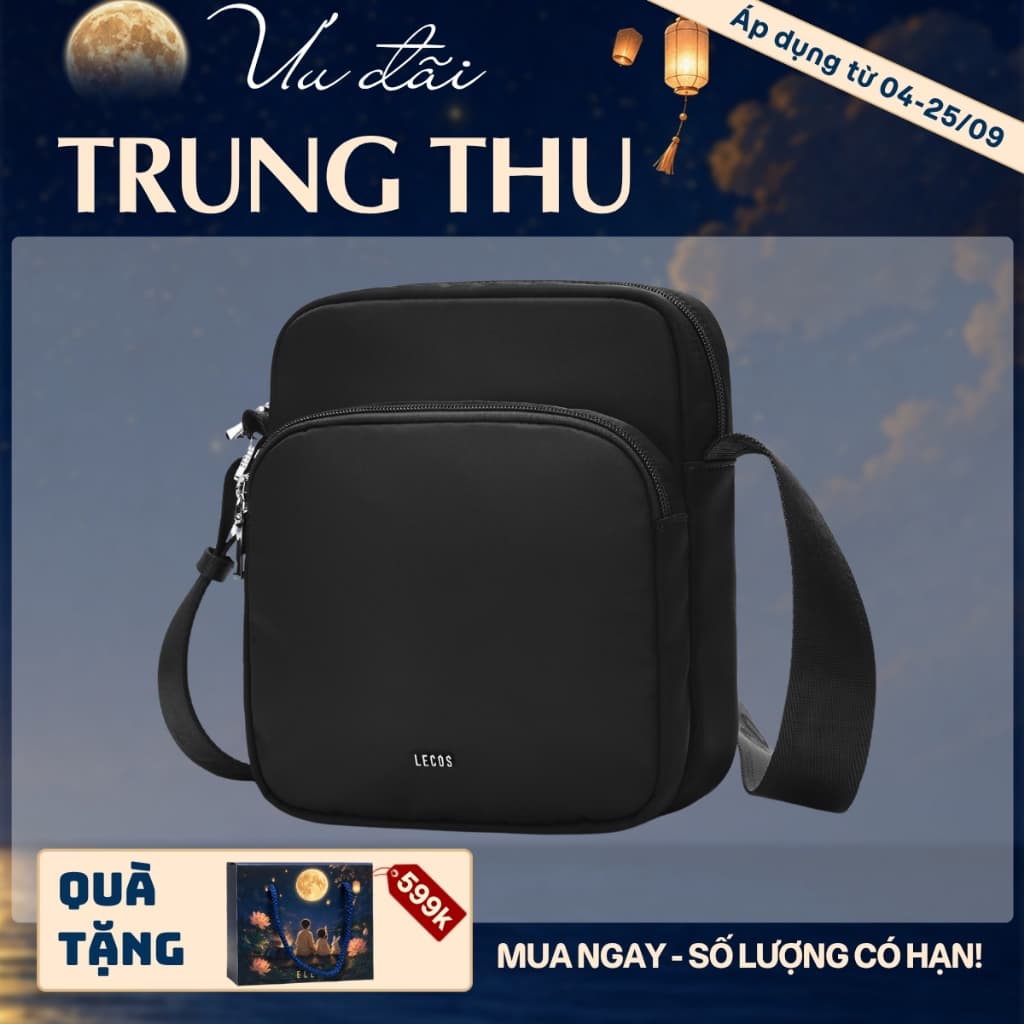 [4-25/9 TẶNG QUÀ TRUNG THU 599K] Túi Đeo Chéo Nam LECOS LTH13 Vải Oxford Chống Nước Nhiều Ngăn Tiện Lợi Gọn Gàng