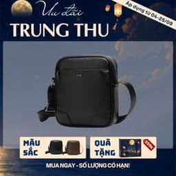 [4-25/9 TẶNG QUÀ TRUNG THU 599K] Túi đeo chéo nam LECOS LT2 da bò thật nhỏ gọn tiện lợi mang hằng ngày 1