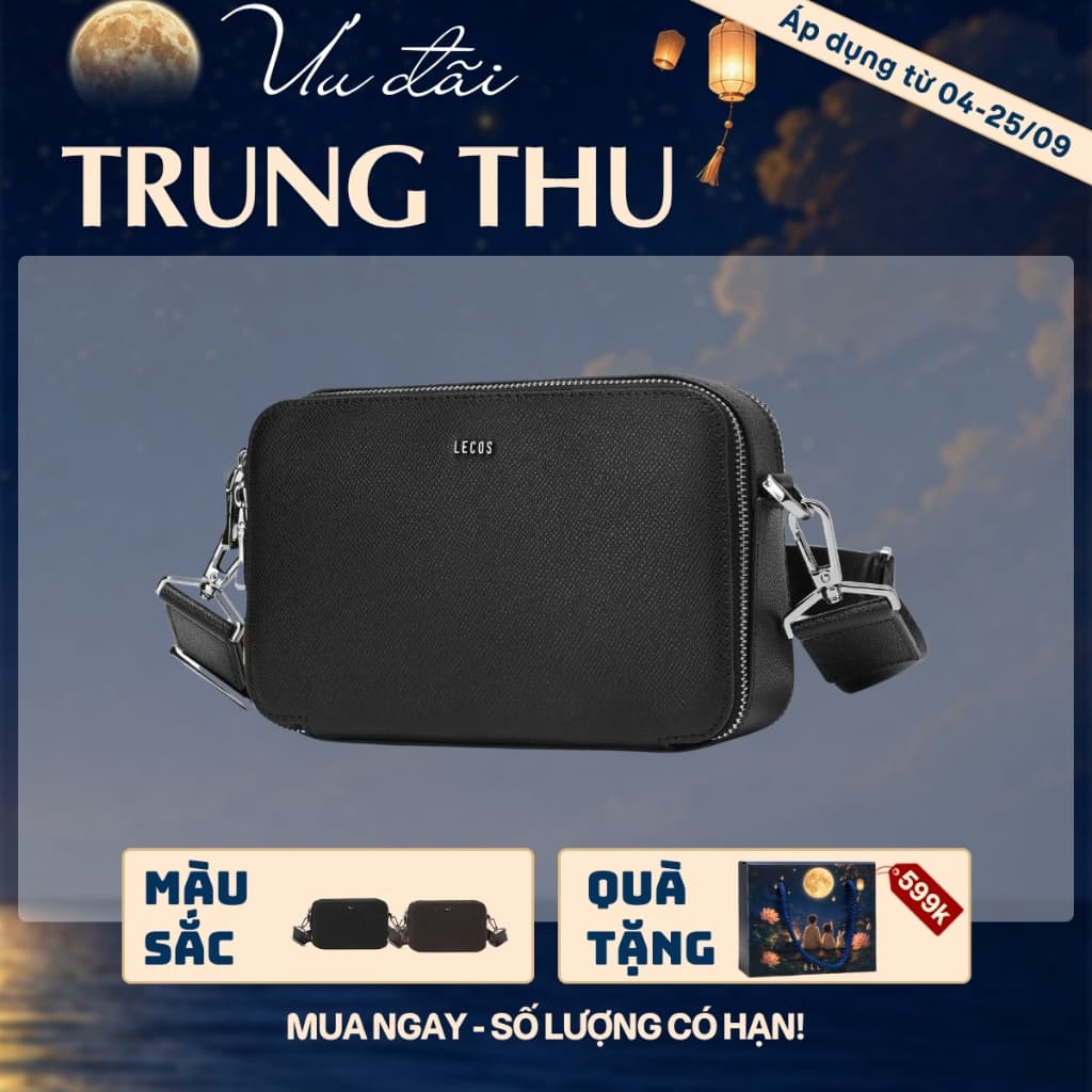 [4-25/9 TẶNG QUÀ TRUNG THU 599K] Túi xách nam LECOS LT18 da bò thật cao cấp đeo chéo đeo vai thời trang công sở lịch lãm