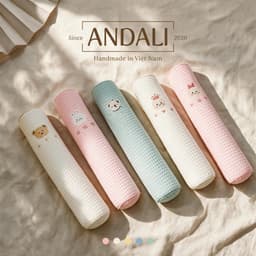 Gối Ôm Waffle Anchee Thêu Hình Gấu Thỏ - Gối Ngủ Cho Bé Sơ Sinh Mềm Mại Thoáng Khí, Đa Màu Sắc 1