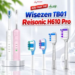 Set 2 đầu thay thế cho đầu bàn chải điện Wisezen TB01 REISONIC H610 Pro Minh House làm sạch răng 1