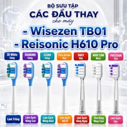 Set 2 đầu thay thế cho đầu bàn chải điện Wisezen TB01 REISONIC H610 Pro Minh House làm sạch răng 3