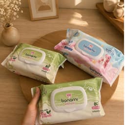 Khăn Ướt Bonami Dịu Nhẹ Không Mùi và Hương Trà Xanh 80 tờ/100 tờ 1