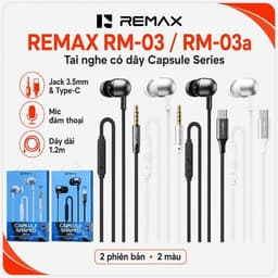 Tai nghe cắm dây Remax RM-03 Cổng 3.5/ RM-03a Type-c. LMS 1