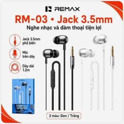 Tai nghe cắm dây Remax RM-03 Cổng 3.5/ RM-03a Type-c. LMS 8