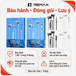 Tai nghe cắm dây Remax RM-03 Cổng 3.5/ RM-03a Type-c. LMS 6