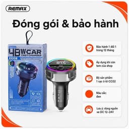 Bộ/ Cốc/ Củ sạc xe 2 Đầu ô tô 60W Remax CC09 Led Type-c+Li-ght-ning và 48W Remax CC02. LMS 9