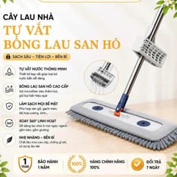 (1 Chổi + 2 Bông Lau) Cây Lau Nhà San Hô 45x12CM Xoay 360 Độ Tặng Kèm 2 Miếng Lau San Hô.... 7