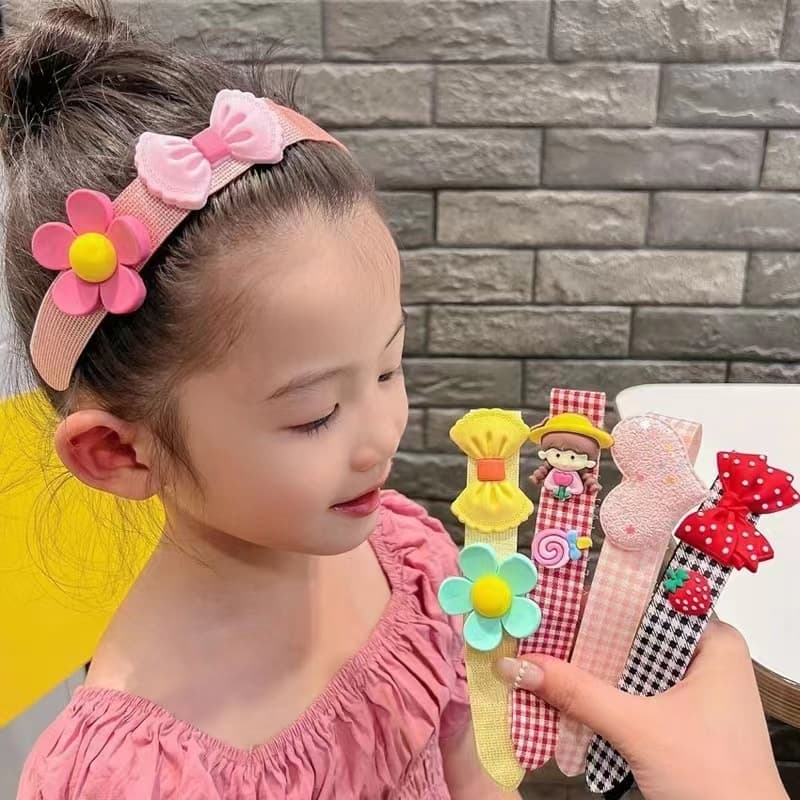 Băng Đô Dán Tóc Cho Bé Gái Phong Cách Hàn Quốc Cute
