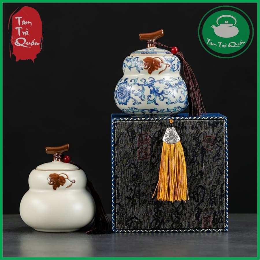 Hũ đựng trà sứ dáng hồ lô 200ml ( đựng khoảng 50g trà )