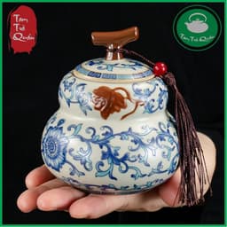 Hũ đựng trà sứ dáng hồ lô 200ml ( đựng khoảng 50g trà ) 4