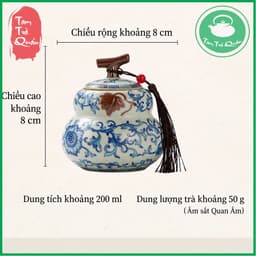 Hũ đựng trà sứ dáng hồ lô 200ml ( đựng khoảng 50g trà ) 8