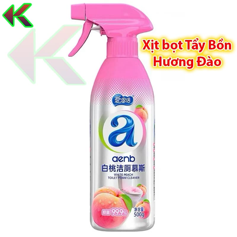 Chai Xịt Tẩy Rửa Tạo Bọt 500g - Vệ Sinh Bồn Cầu, Nhà Tắm, Khe Gạch - Hương Đào
