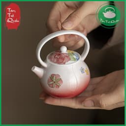 Ấm trà sứ độc ẩm Hồng Nguyệt 120ml 4