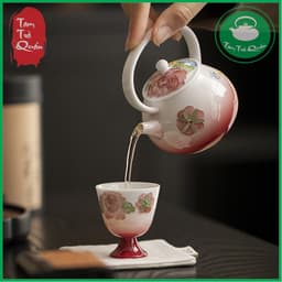 Ấm trà sứ độc ẩm Hồng Nguyệt 120ml 3