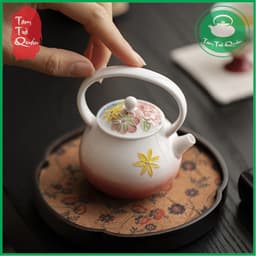 Ấm trà sứ độc ẩm Hồng Nguyệt 120ml 5