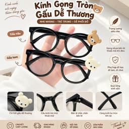 Kính Gọng Tròn Gấu Dễ Thương Kính Thời Trang Nữ Nam Unisex Phong Cách Hàn Quốc Cute Cá Tính ponny 1