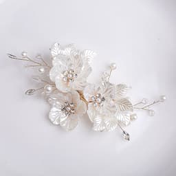 Trâm Cài Tóc Hoa Mai Cô Dâu Trắng Đính Ngoc Trai Handmade Phụ Kiện Tóc Cô Dâu Cài Lệch Tóc Cưới ponny 4