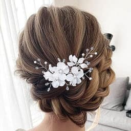 Trâm Cài Tóc Hoa Mai Cô Dâu Trắng Đính Ngoc Trai Handmade Phụ Kiện Tóc Cô Dâu Cài Lệch Tóc Cưới ponny 6