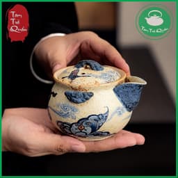 Ấm trà gốm Vân điệp bảo bình 200ml 2