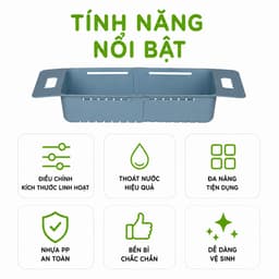 Khay Gác Bồn Rửa Bát Điều Chỉnh Kích Thước 5613 Có Lỗ Thoát Nước Nhanh Dùng Rửa Rau Củ Quả GD407 8