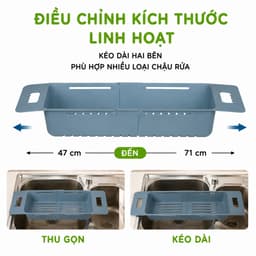 Khay Gác Bồn Rửa Bát Điều Chỉnh Kích Thước 5613 Có Lỗ Thoát Nước Nhanh Dùng Rửa Rau Củ Quả GD407 3