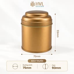 Hộp Đựng Trà Thiếc Tròn Vàng Đồng Cổ Điển Lon Thiếc Đựng Trà Cà Phê Cao Cấp HVL TEA 4
