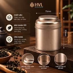 Hộp Đựng Trà Thiếc Tròn Vàng Đồng Cổ Điển Lon Thiếc Đựng Trà Cà Phê Cao Cấp HVL TEA 2