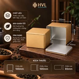Hộp Thiếc Vuông Đựng Trà, Cafe 10x10x6.5cm Khay Đựng Quà Tết Bánh Kẹo Cao Cấp - HVL TEA 2